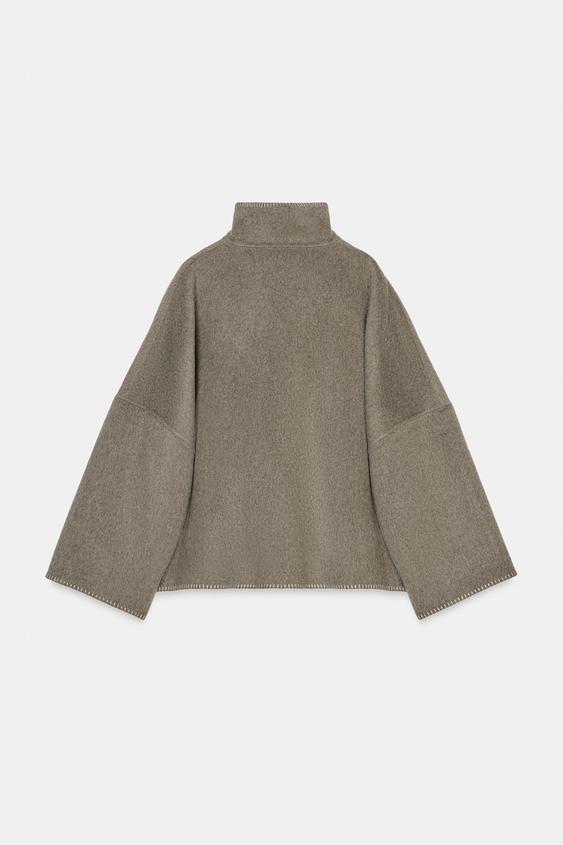 Veste en mélange de laine à surpiqûres ZW Collection