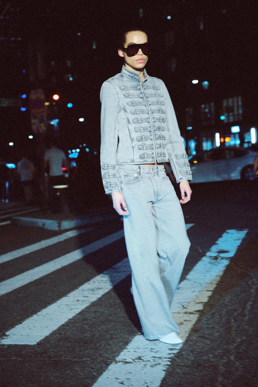 Veste en denim cintrée à boutons ZW Collection