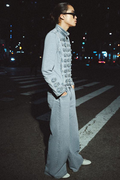 Veste en denim cintrée à boutons ZW Collection