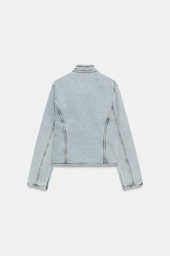 Veste en denim cintrée à boutons ZW Collection