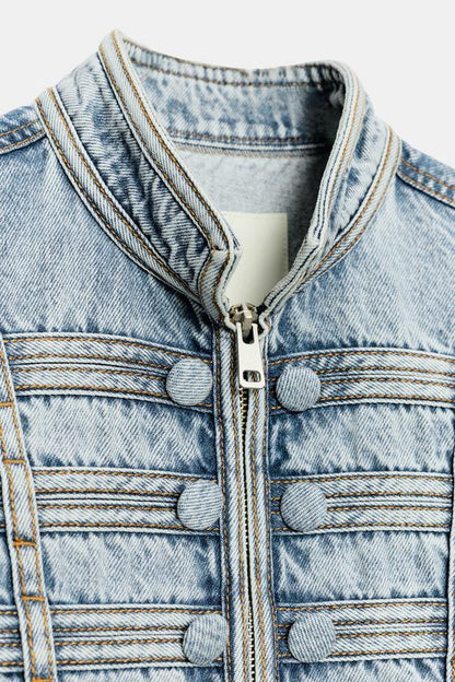Veste en denim cintrée à boutons ZW Collection