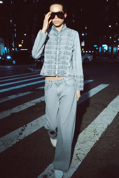 Veste en denim cintrée à boutons ZW Collection