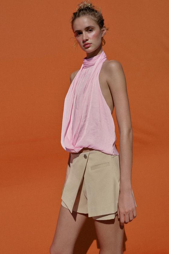 Jupe-culotte croisée taille basse