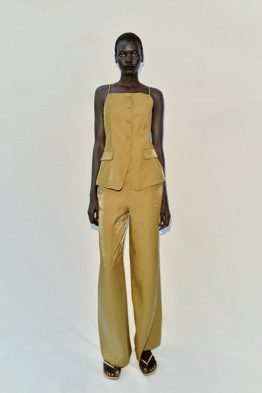 Pantalon droit effet froissé