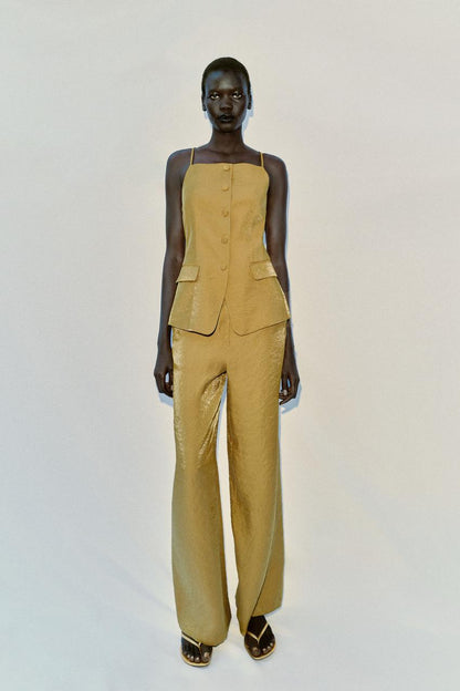Pantalon droit effet froissé