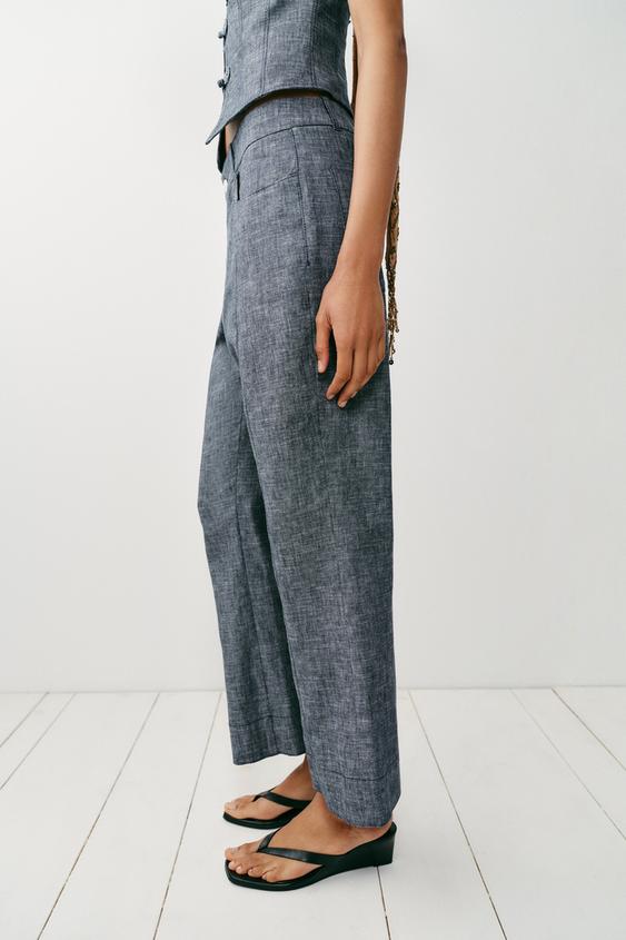 Pantalon mini coupe évasée en lin