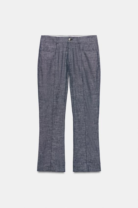 Pantalon mini coupe évasée en lin