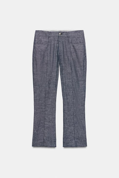 Pantalon mini coupe évasée en lin