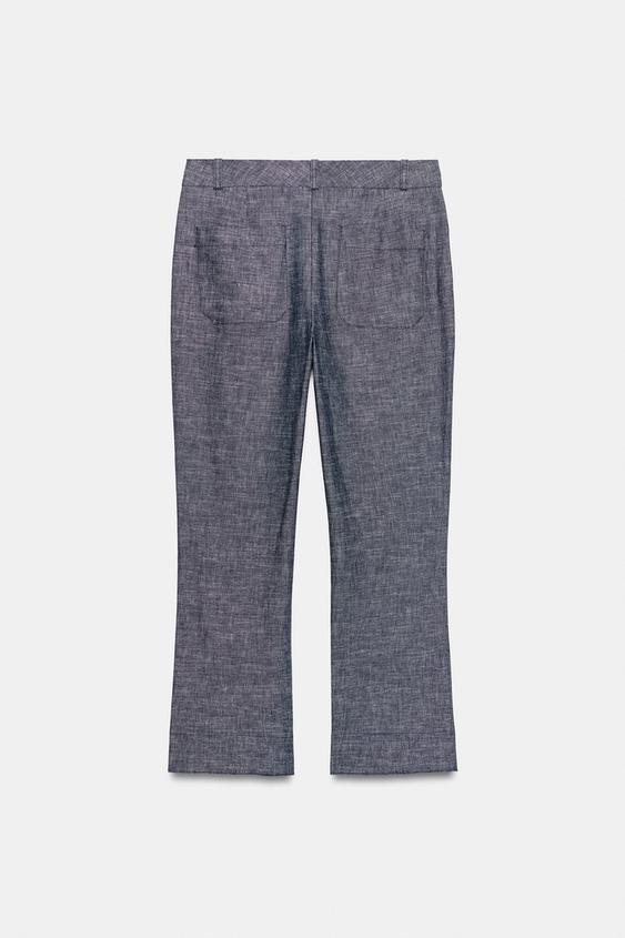 Pantalon mini coupe évasée en lin