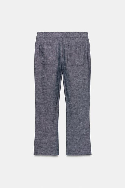Pantalon mini coupe évasée en lin
