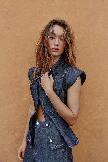 Pantalon coupe barrel en lin