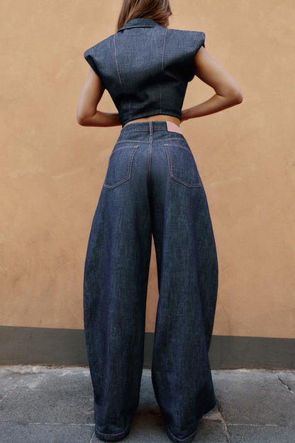 Pantalon coupe barrel en lin
