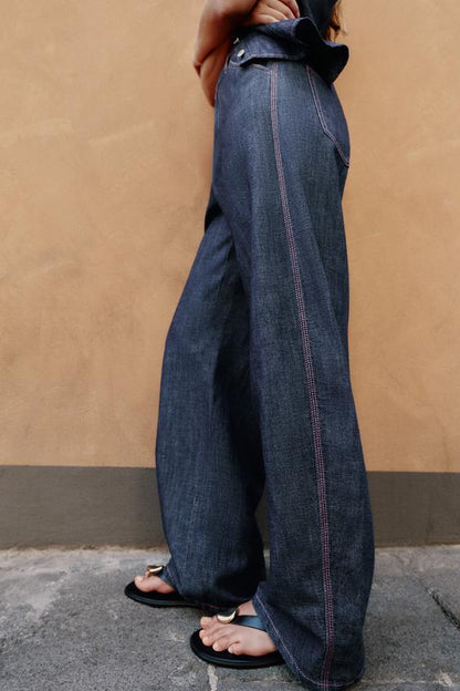 Pantalon coupe barrel en lin