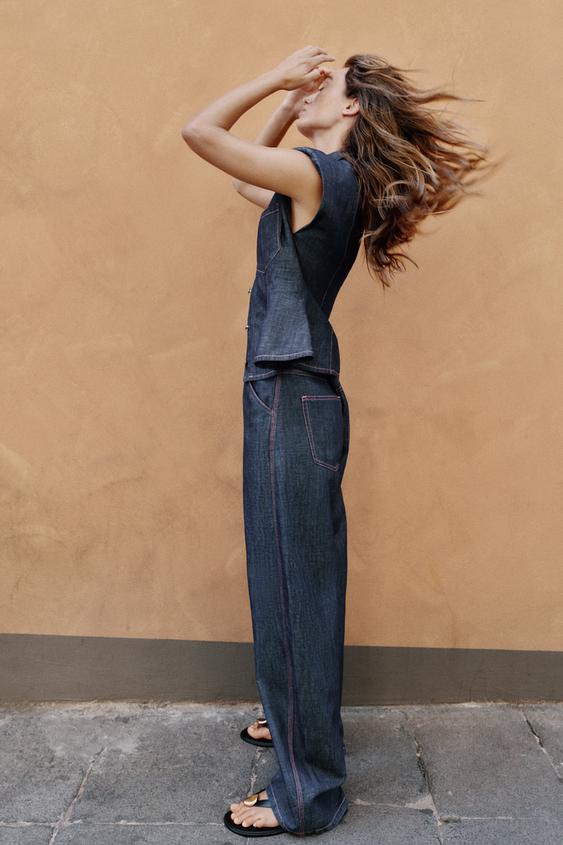Pantalon coupe barrel en lin