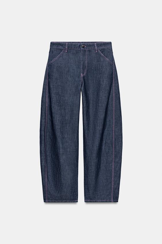 Pantalon coupe barrel en lin