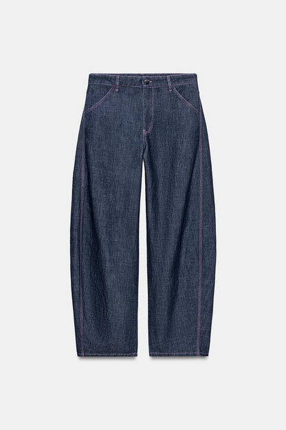 Pantalon coupe barrel en lin