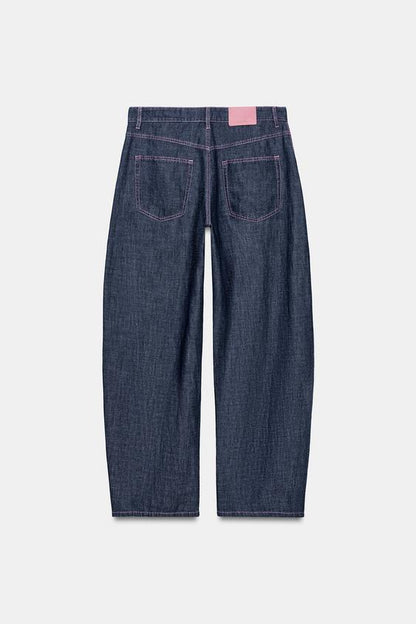 Pantalon coupe barrel en lin
