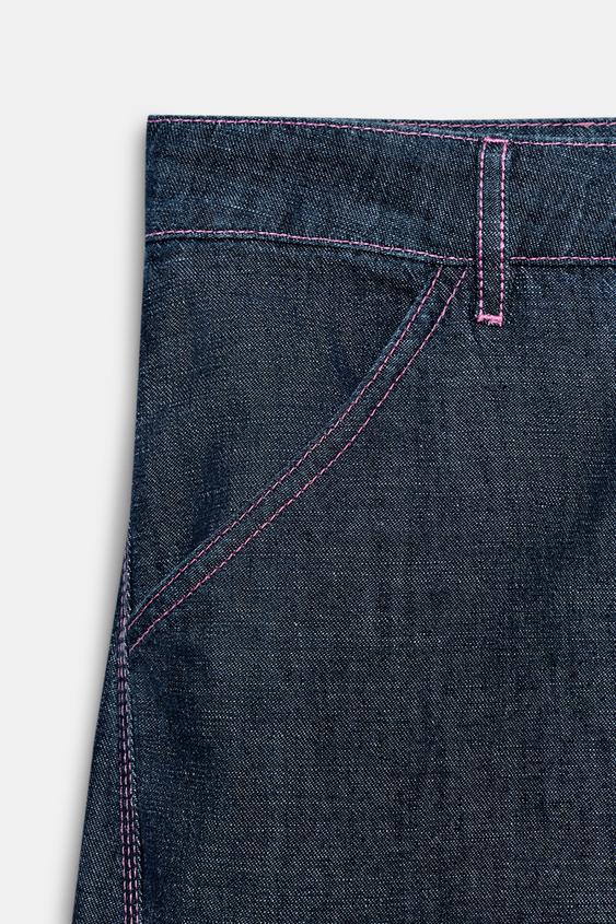 Pantalon coupe barrel en lin