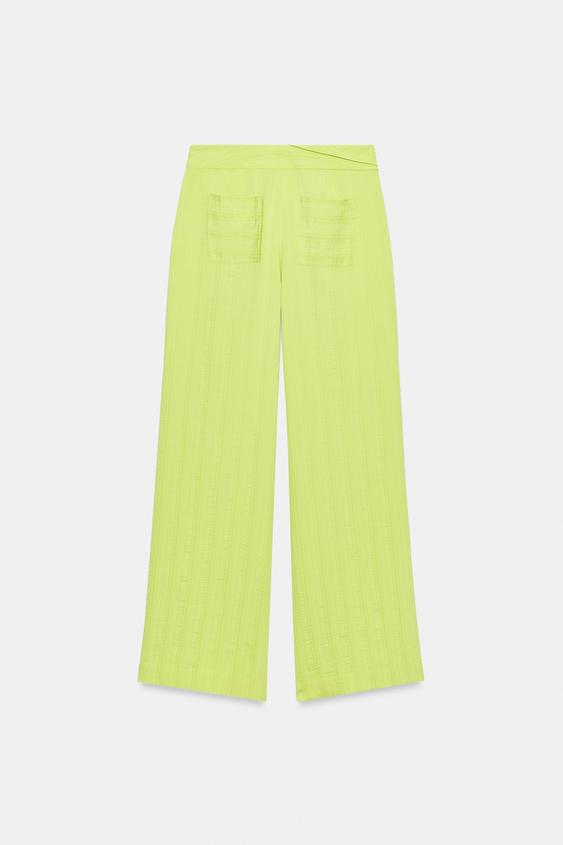Pantalon large taille haute à revers