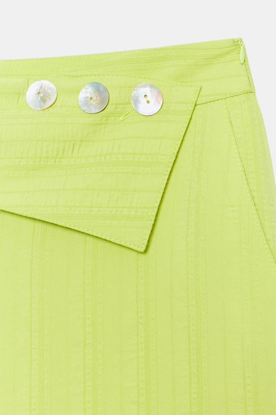 Pantalon large taille haute à revers