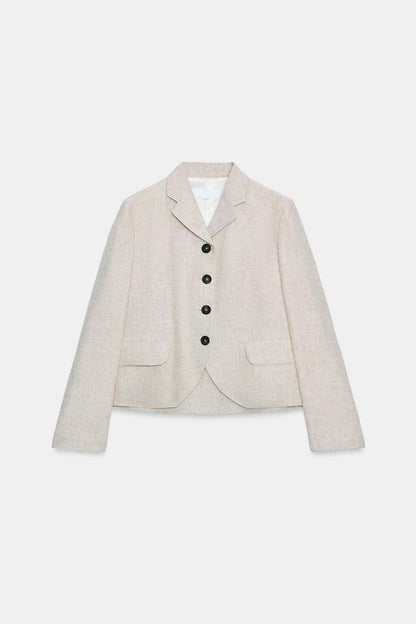Blazer droit en lin à pinces