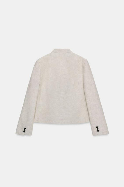 Blazer droit en lin à pinces