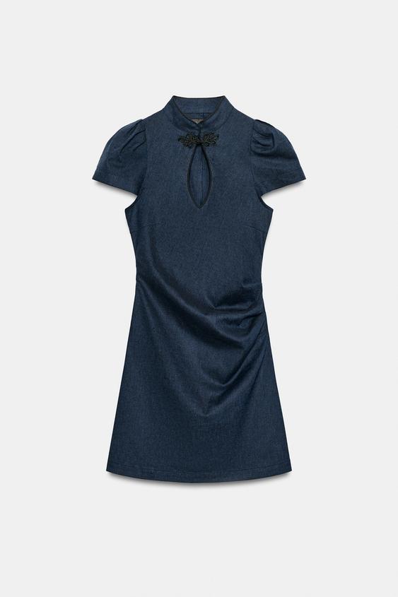 Robe mini en lin à brandebourg
