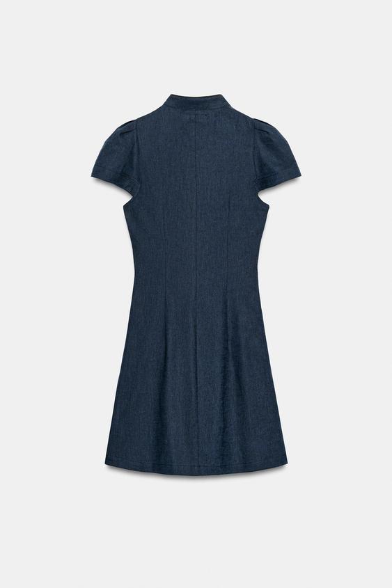 Robe mini en lin à brandebourg