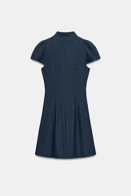 Robe mini en lin à brandebourg