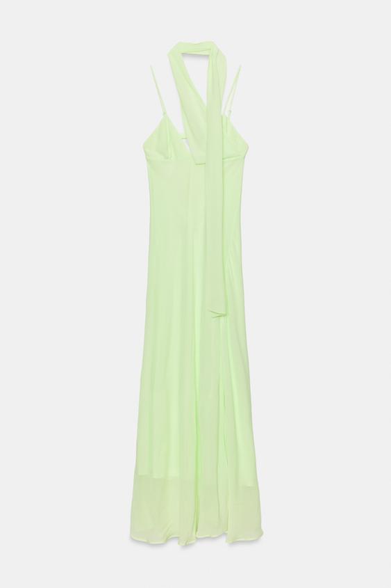 Robe longue en georgette à bretelles et foulard