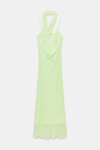Robe longue en georgette à bretelles et foulard