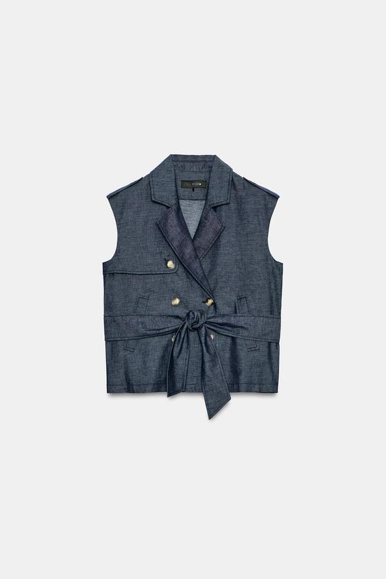 Gilet en lin avec ceinture