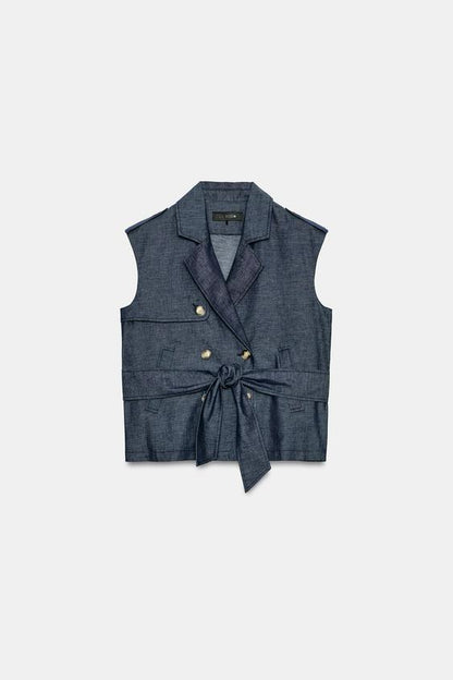 Gilet en lin avec ceinture