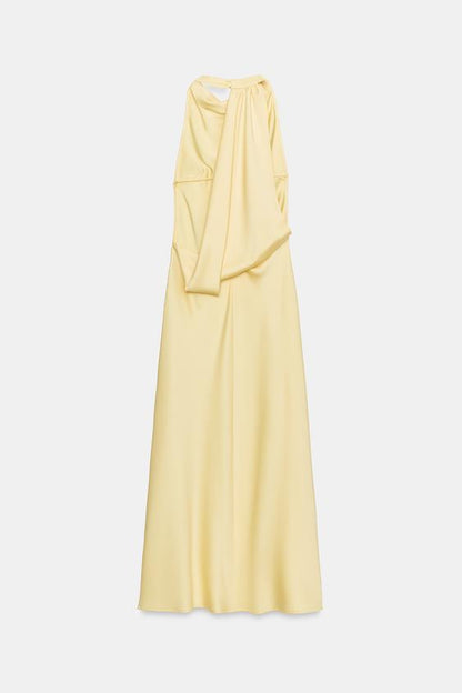 Robe midi dos-nu drapée au dos