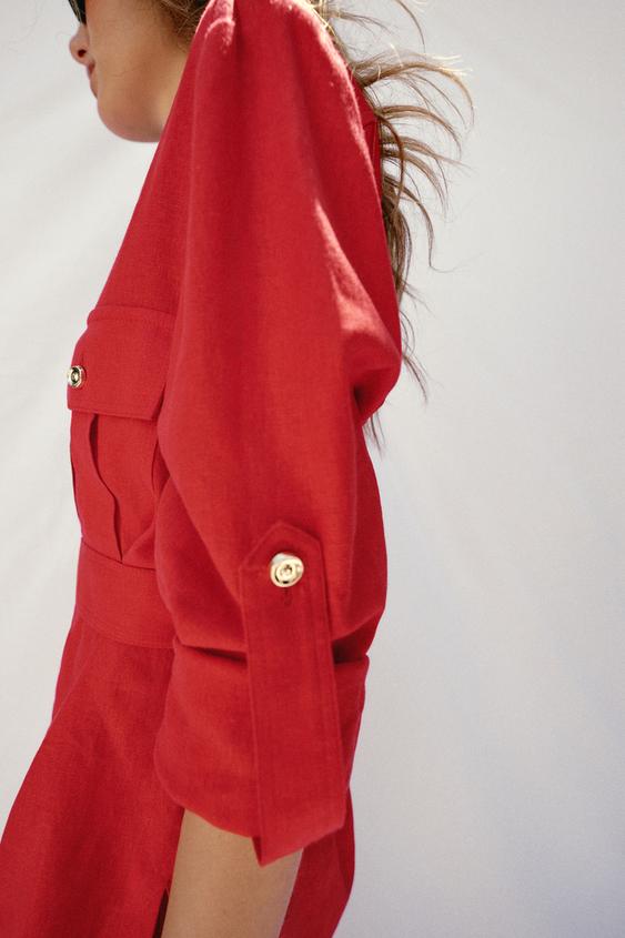 Veste safari en lin avec ceinture