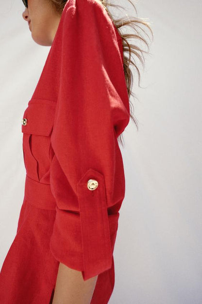 Veste safari en lin avec ceinture