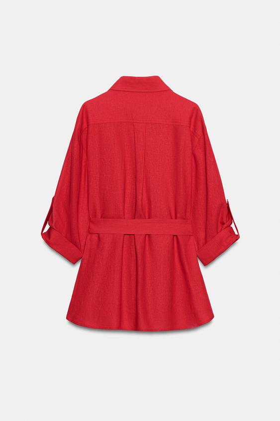 Veste safari en lin avec ceinture