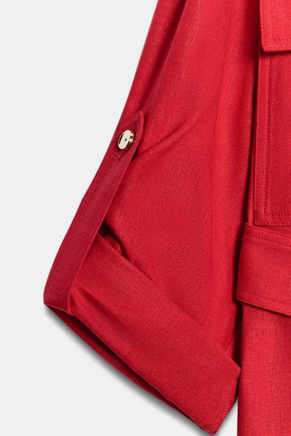 Veste safari en lin avec ceinture