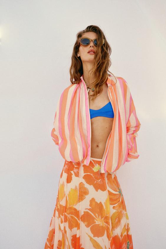Veste bomber à rayures
