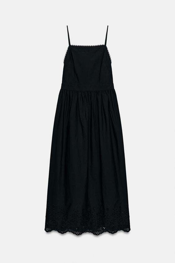Robe midi brodée ajourée