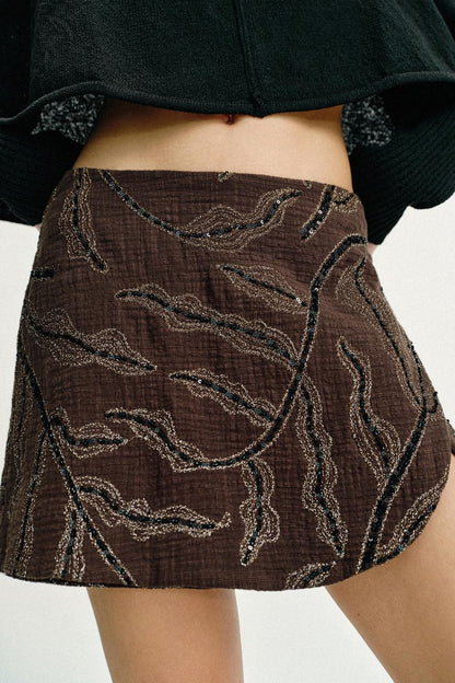 Jupe-culotte croisée à sequins