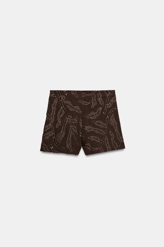 Jupe-culotte croisée à sequins