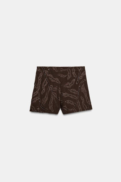 Jupe-culotte croisée à sequins