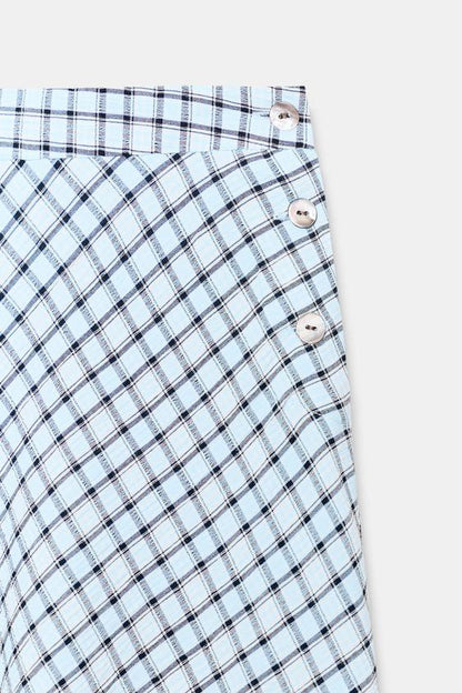Jupe midi à carreaux asymétrique