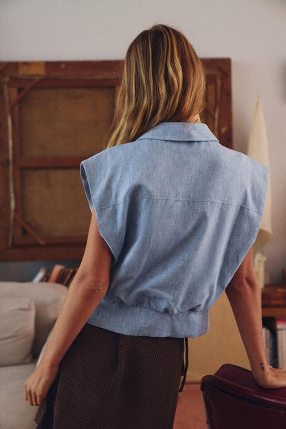 Chemise sans manches en lin