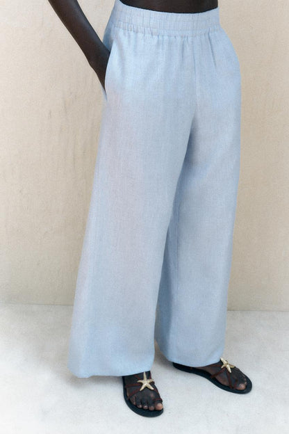 Pantalon large en lin