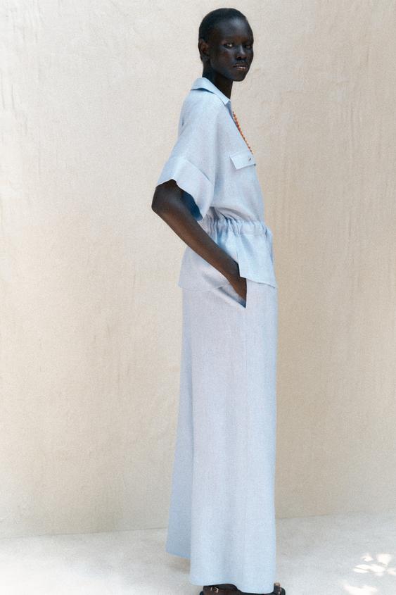 Pantalon large en lin