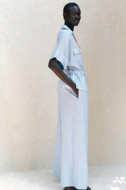 Pantalon large en lin