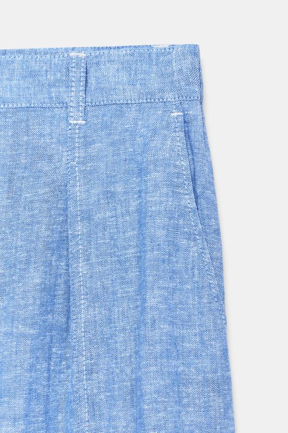 Pantalon large en lin à pinces