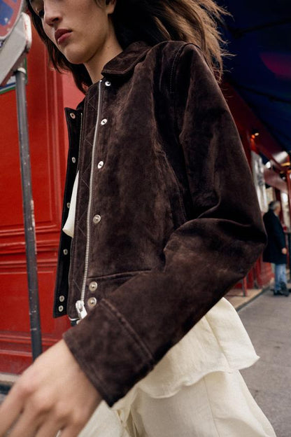 Blouson 100 % cuir suédé